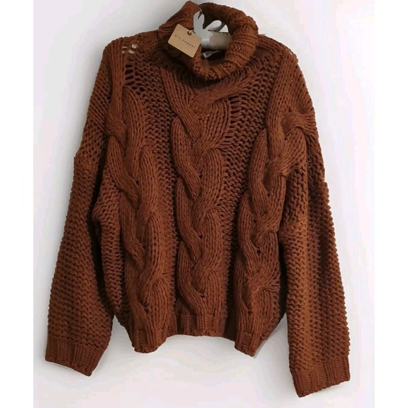 Blu Pepper Women's Chunky Thick Sweater Rust Brown NWT Cottage - Picture 1 of 7